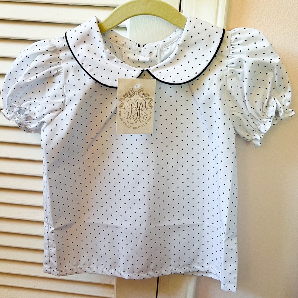 TBBC Maude’s Peter Pan Collar Shirt in Navy Microdot - 4T NWT